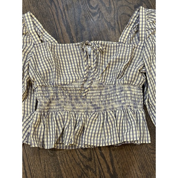 Labelrail‎ x Olivia & Alice milkmaid blouse with shirred waist in mini check 12 - Picture 3 of 8